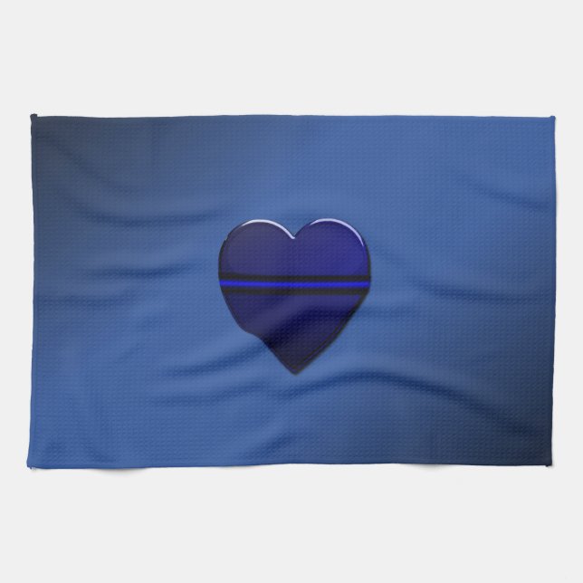 Thin Blue Line Flag & Badge Tea Towel (Horizontal)
