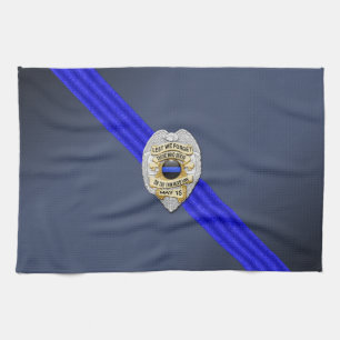 Thin Blue Line Flag & Badge Tea Towel