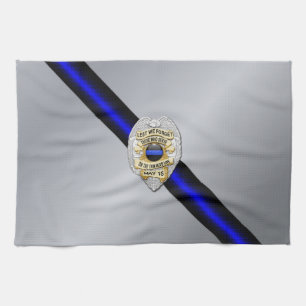 Thin Blue Line Flag & Badge Tea Towel