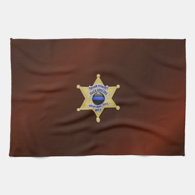 Thin Blue Line Flag & Badge Tea Towel (Horizontal)