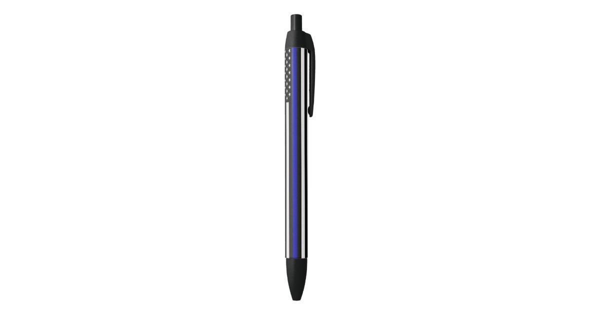 Thin Blue Line Flag Black Ink Pen | Zazzle