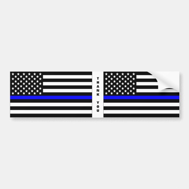 Thin Blue Line Flag Bumper Sticker (Front)