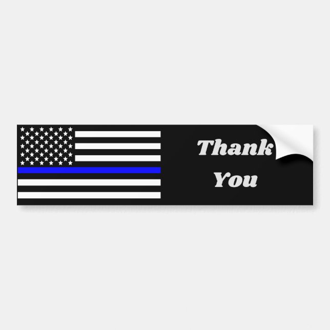 Thin Blue Line Flag Bumper Sticker (Front)