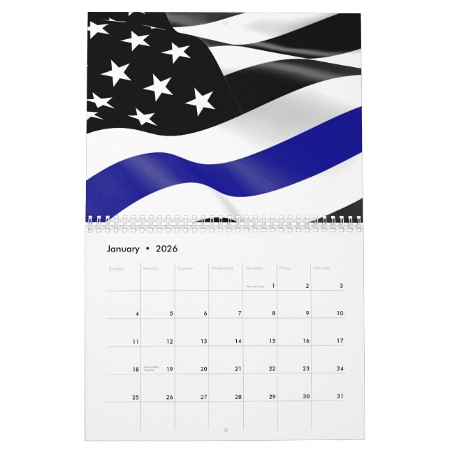 Thin Blue Line Flag Calendar (Jan 2026)