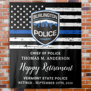 Thin Blue Line Flag Custom Logo Police Retirement Tapestry