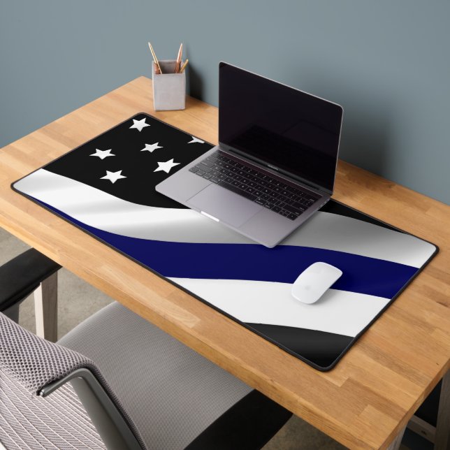 Thin Blue Line Flag Desk Mat (Office 2)