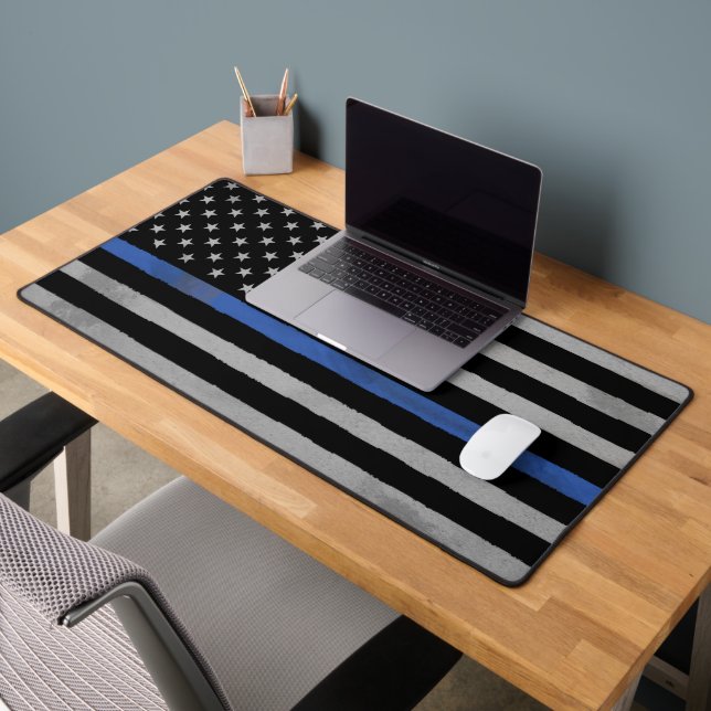 Thin Blue Line Flag Desk Mat (Office 2)