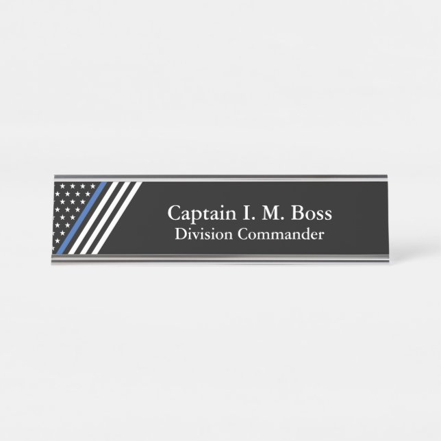 Thin Blue Line Flag Desk Name Plate (Front)