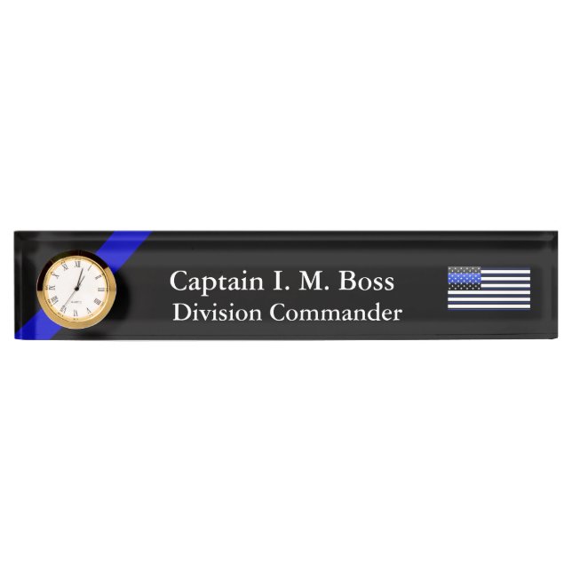 Thin Blue Line Flag Desk Name Plate (Front)