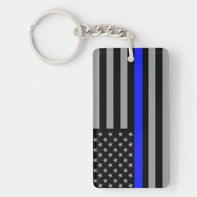 Thin Blue Line Flag Double Sided Keychain (Front)