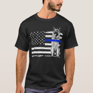 Thin Blue Line Flag German Shepherd K9 Police Desi T-Shirt