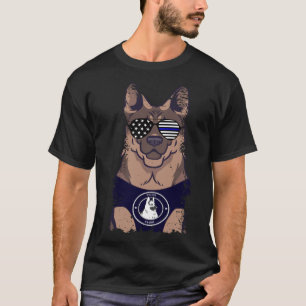 Thin Blue Line Flag German Shepherd Police Dog T-Shirt