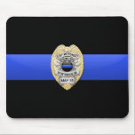 Thin Blue Line Flag & Gold Badge Mouse Mat<br><div class="desc">This design is intended to honour the courageous men and women who protect our communities. This police,  sheriff and law enforcement symbol is beautiful graphic tribute to those who serve and those who have made the ultimate sacrifice.</div>