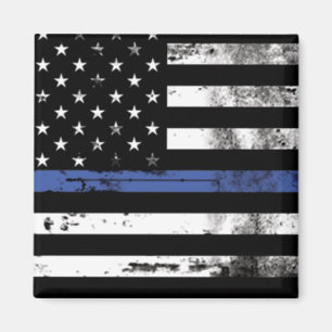 Thin Blue Line Flag Grunge Police Magnet