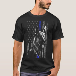 Thin Blue Line Flag K9 German Shepherd Police Dog T-Shirt