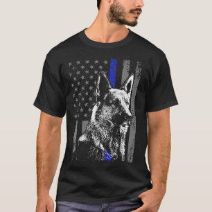 Thin Blue Line Flag K  German Shepherd Police Dog  T-Shirt