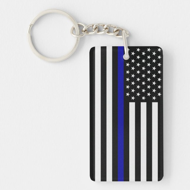 Thin Blue Line Flag Key Ring (Front)