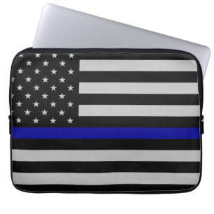 Thin Blue Line Flag Laptop Case