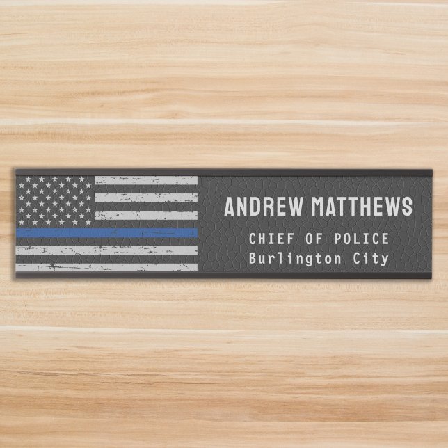Thin Blue Line Flag Law Enforcement Police Name Do Door Sign (Creator Uploaded)