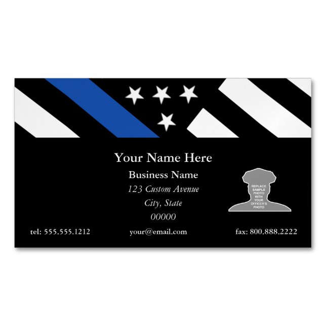 Thin Blue Line Flag Magnetic Business Card (Front)