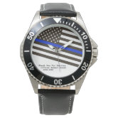 Police Officer Man Thin Blue Line Flag Men Watch Zazzle