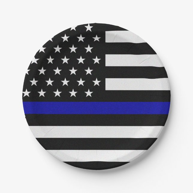 Thin Blue Line Flag Paper Plate (Front)