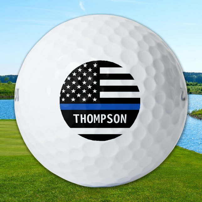 Thin Blue Line Flag Personalised Name Police Golf Balls (Creator Uploaded)