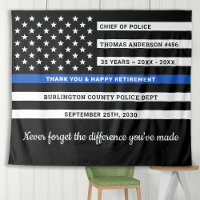 Thin Blue Line Flag Personalised Police Retirement