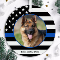 Thin Blue Line Flag Photo K9 Police Dog Christmas