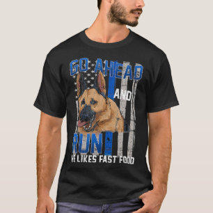 Thin Blue Line Flag Police Dog German Shepherd K9  T-Shirt