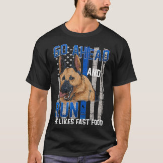 Thin Blue Line Flag Police Dog German Shepherd K9  T-Shirt