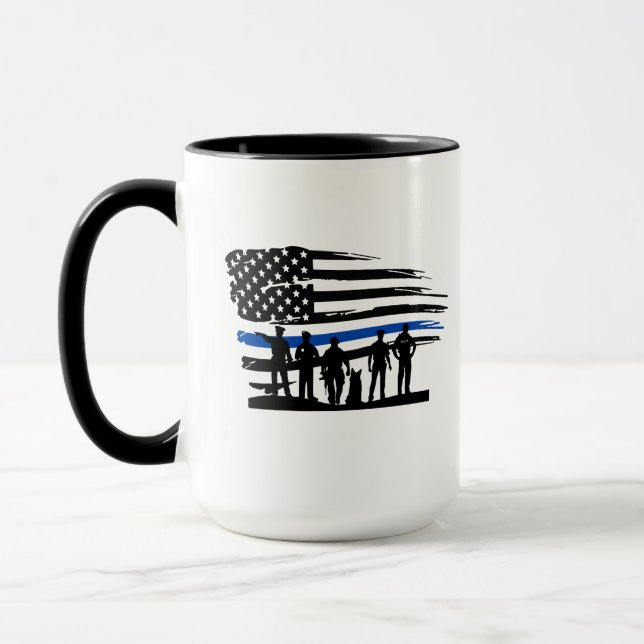 Thin Blue Line Flag Police Mug (Left)