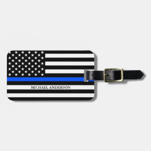 Thin Blue Line Flag Police Name Travel Luggage Tag
