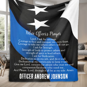 Thin Blue Line Flag Police Officer's Prayer Fleece Blanket