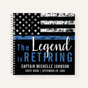 Thin Blue Line Flag Police Retirement Guest Book