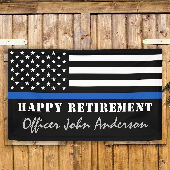 Thin Blue Line Flag Police Retirement Party Banner (Creator Uploaded)