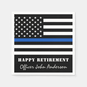 Thin Blue Line Flag Police Retirement Party Napkin