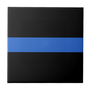 Thin Blue Line Flag police solidarity symbol usa a Tile