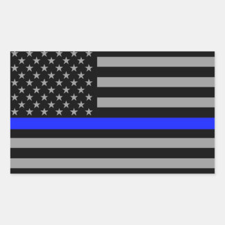 Thin Blue Line Flag Rectangle Glossy Stickers