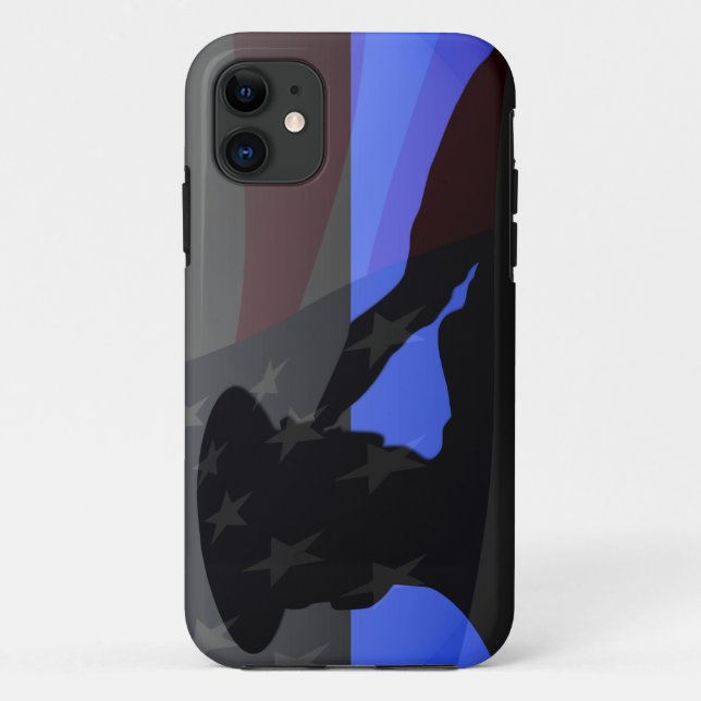 Thin Blue Line - Flag Salute Case-Mate iPhone Case (Back)