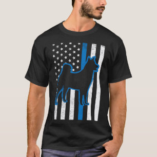 Thin Blue Line Flag Shiba Inu Police Pet Dog T-Shirt