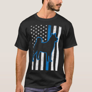 Thin Blue Line Flag Shiba Inu Police Pet Dog T-Shirt
