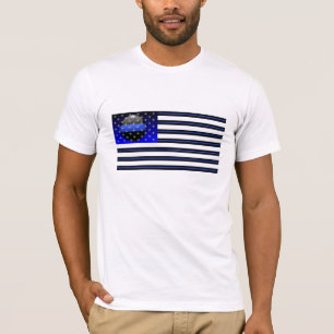 Thin Blue Line Flag - Stars, Stripes and Courage T-Shirt