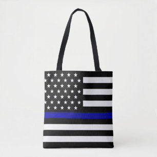 Thin Blue Line Flag Tote Bag