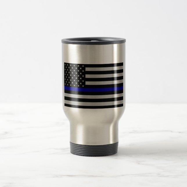 Thin Blue Line Flag Travel Mug (Center)