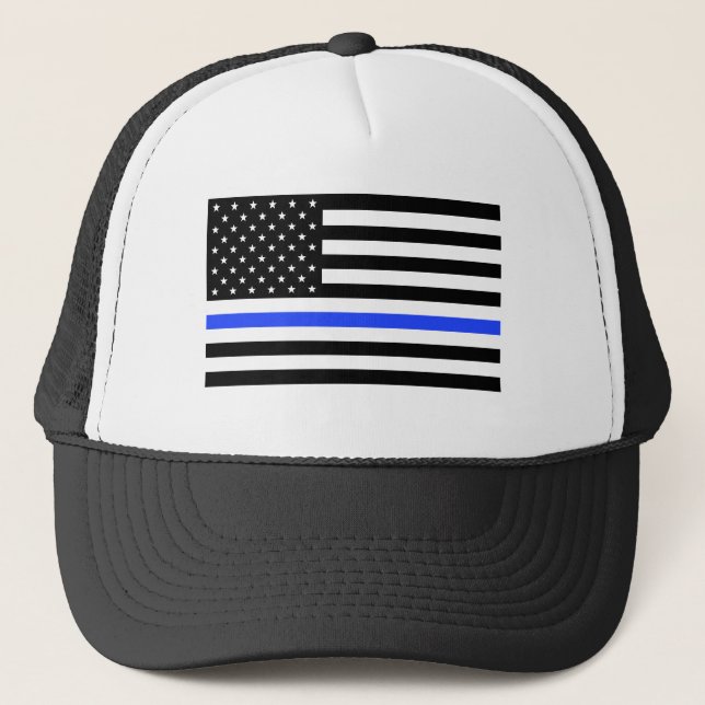 Thin Blue Line Flag Trucker Hat (Front)