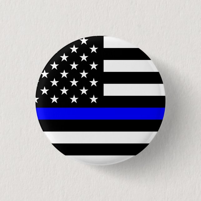 Thin Blue Line Flag (United States) 3 Cm Round Badge (Front)