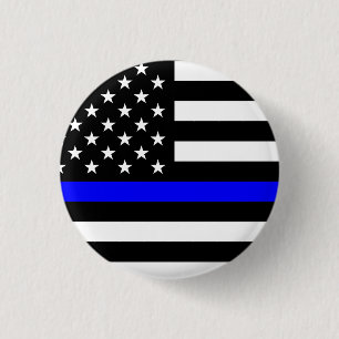 Thin Blue Line Flag (United States) 3 Cm Round Badge