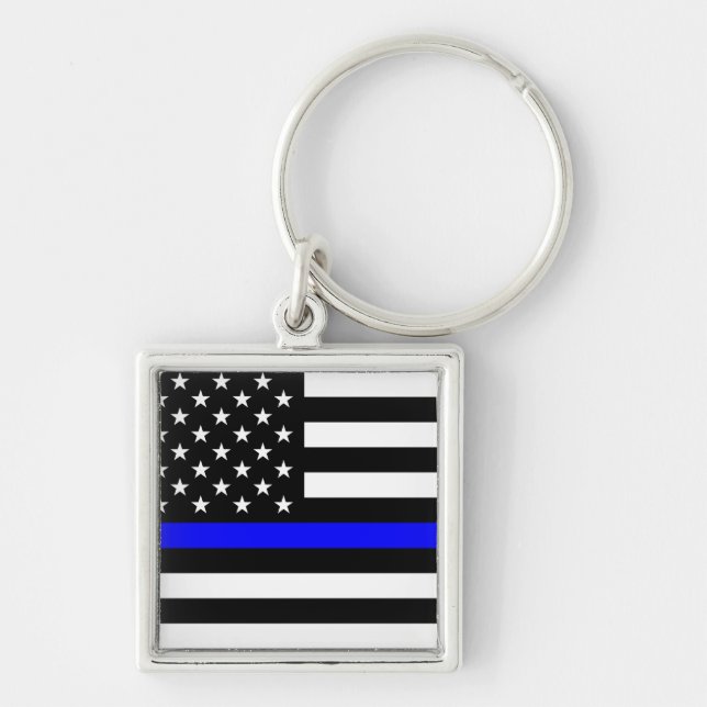 Thin Blue Line Flag (United States) Key Ring (Front)