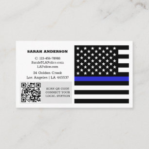 Thin Blue Line Flag, USA Police / Personalized Business Card